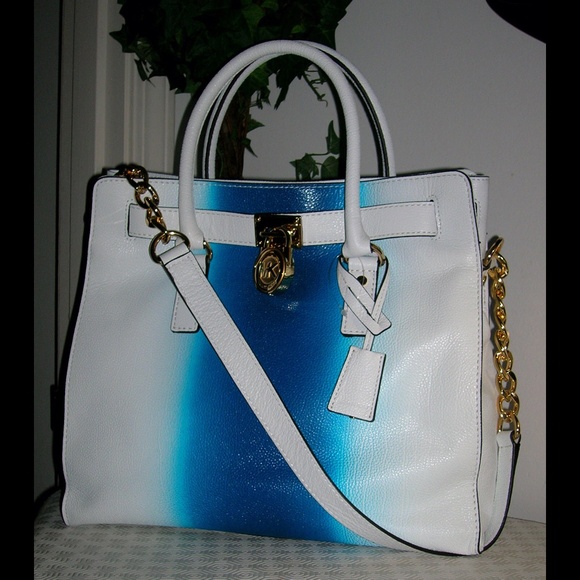 COPY - 🌸NWT MK Hamilton Spray N/S Tote WHT/SUM BLUE🌸
